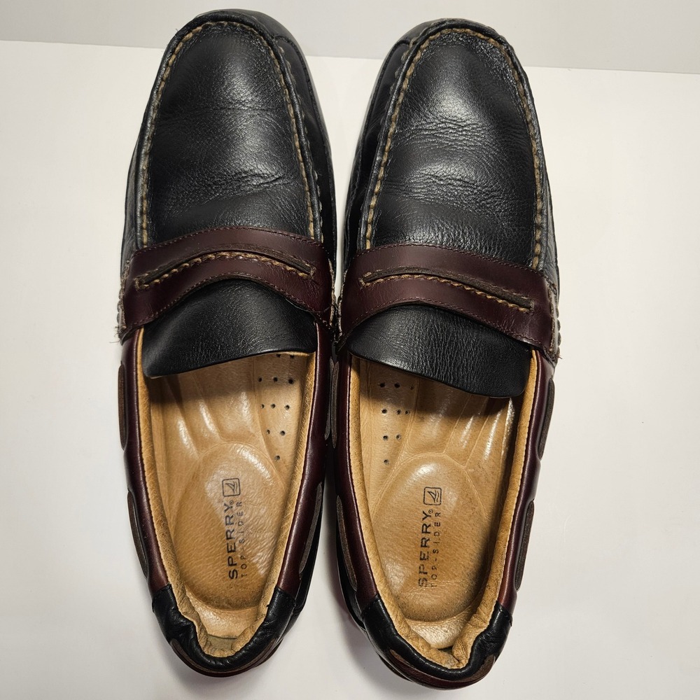 Sperry Top-Sider Hampden Penny Loafer Mens 9M Black Burgundy Leather Driving Moc - Picture 5 of 7